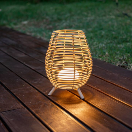 Lampe d'extérieur sans fil en fibres naturelles Design Bossa