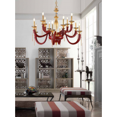 Lustre Chandelier en verre soufflé pour hôtel ou château Design Empire 12 Lumières