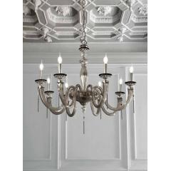 Chandelier en verre soufflé pour hôtel ou château Design Empire 8 Lumières