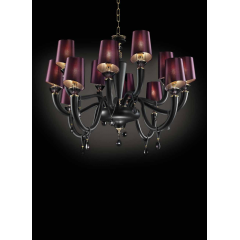 Lustre Chandelier cristal et verre soufflé pour hôtel ou château Design Gauguin 12 Lumières