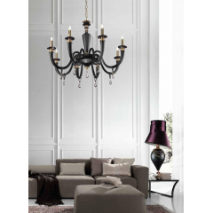 Lustre Chandelier cristal et verre soufflé pour hôtel ou château Design Gauguin 8 Lumières