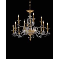 Lustre Chandelier en verre soufflé et cristal pour hôtel ou château Design Otello 8 Lumières