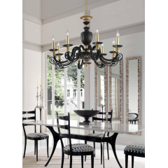 Lustre Chandelier en verre soufflé et cristal pour hôtel ou château Design Otello 8 Lumières