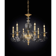 Lustre Chandelier en verre soufflé et cristal pour hôtel ou château Design Otello 6 Lumières