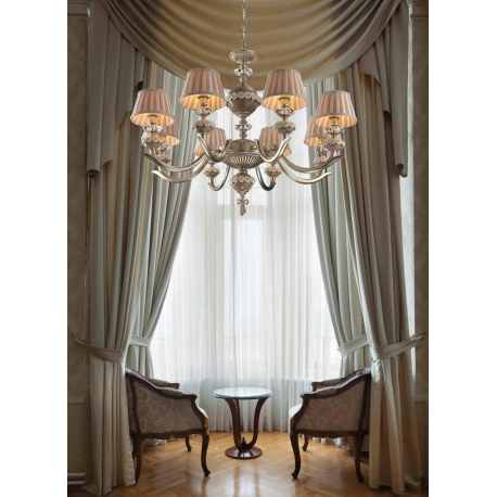 Lustre Chandelier en porcelaine de Limoges pour hôtel ou château Design Carola 8 Lumières