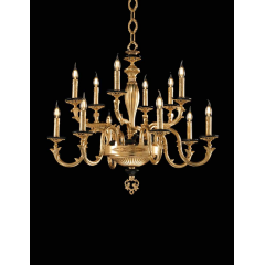 Lustre Chandelier en Laiton coulé doré à la feuille d'or pour hôtel ou château Design Klimt 12 Lumières