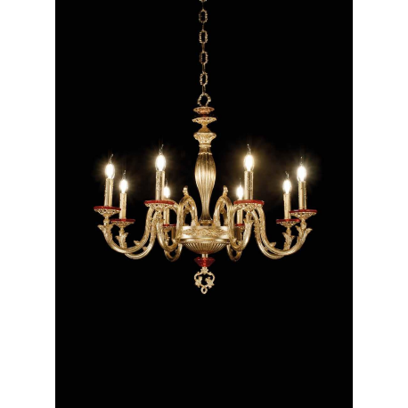 Lustre Chandelier en Laiton coulé doré à la feuille d'or pour hôtel ou château Design Klimt 8 Lumières