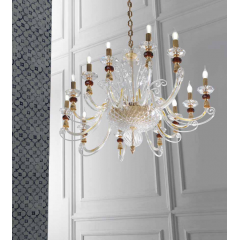 Lustre chandelier en cristal pour hôtel ou château Design Astrid 12 Lumières