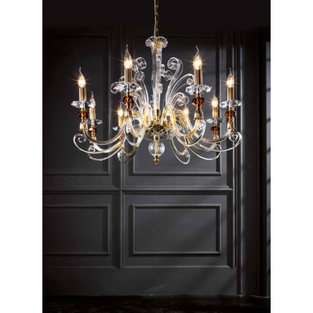 Lustre chandelier en cristal pour hôtel ou château Design Astrid 8 Lumières