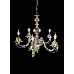 Lustre chandelier en cristal et laiton doré pour hôtel ou château Design Marissa 5 Lumières