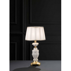 Lampe de Table en laiton doré à la feuilles d'or et porcelaine de Limoges pour hôtel ou château Design Fanny