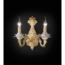 Applique 2 Bras en laiton doré à la feuilles d'or et porcelaine de Limoges pour hôtel ou château Design Marica