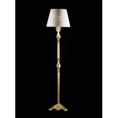 Lampadaire en laiton décoré aux feuilles d'or et argent, et cristal pour hôtel ou château Design Dominique