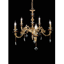 Lustre Chandelier en Laiton doré à la feuille d'or et cristal pour hôtel ou château Design Doroty 5 Lumières