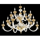 Lustre chandelier en verre artisanal fabriqué main et cristal pour hôtel ou château Design Anais 18 Lumières