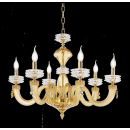 Lustre chandelier en verre artisanal fabriqué main et cristal pour hôtel ou château Design Anais 6 Lumières