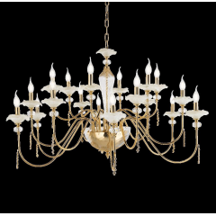 Lustre chandelier monumental en verre artisanal fabriqué main et cristal pour hôtel ou château Design Fleurs 18 Lumières