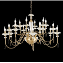 Lustre chandelier monumental en verre artisanal fabriqué main et cristal pour hôtel ou château Design Fleurs 18 Lumières