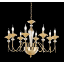 Lustre chandelier monumental en verre artisanal fabriqué main et cristal pour hôtel ou château Design Fleurs 8 Lumières