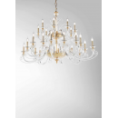 Lustre chandelier monumental en verre artisanal fabriqué main et cristal pour hôtel ou château Design Gioia 24 Lumières