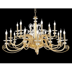 Lustre chandelier en verre artisanal fabriqué main et cristal pour hôtel ou château Design Gioia 18 Lumières