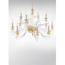 Lustre chandelier en verre artisanal fabriqué main et cristal pour hôtel ou château Design Gioia 12 Lumières