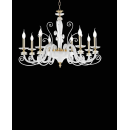 Lustre chandelier en verre artisanal fabriqué main et cristal pour hôtel ou château Design Gioia 8 Lumières