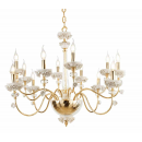 Lustre chandelier en verre artisanal fabriqué main et porcelaine fine pour hôtel ou château Design Edith 12 Lumières