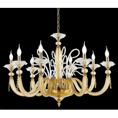 Lustre Chandelier en verre soufflé pour hôtel ou château Design Blossom 8 Lumières