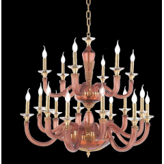 Lustre Chandelier monumental en verre soufflé artisanal pour hôtel ou château Design Morgana 18 Lumières