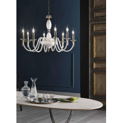 Lustre Chandelier monumental en verre soufflé artisanal pour hôtel ou château Design Dafne 8 Lumières