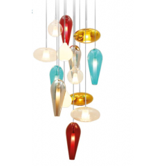 Suspension cascade lumineuse en verre Design Kahina 1 à 39 lumières