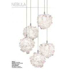 Suspension Cascade en verre Design Nebula christaux 3 à 10 Lumières