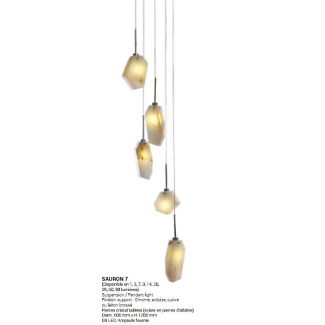 Suspension Cascade en verre Design Nebula christaux 3 à 10 Lumières