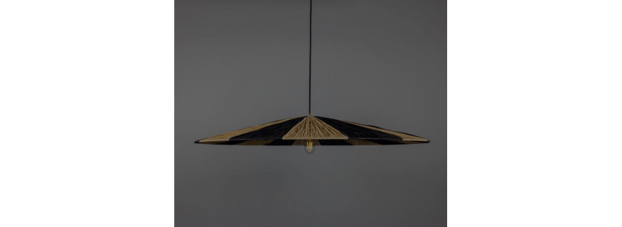 Suspension bicolore en raphia rayé Design Vernon