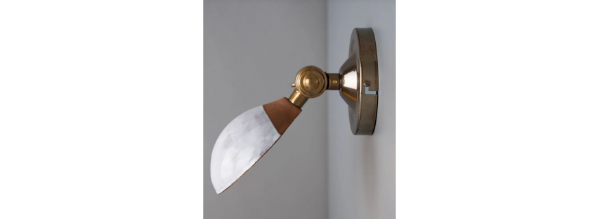 Applique murale ajustable en céramique Terracotta et émail Blanc Design Coco