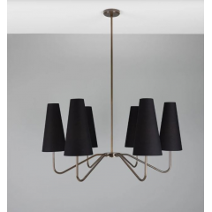 Lustre moderne en laiton avec abat-jour en tissu, six bras Design Para