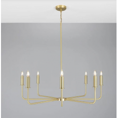 Lustre moderne en laiton, huit lumières Design Irvine