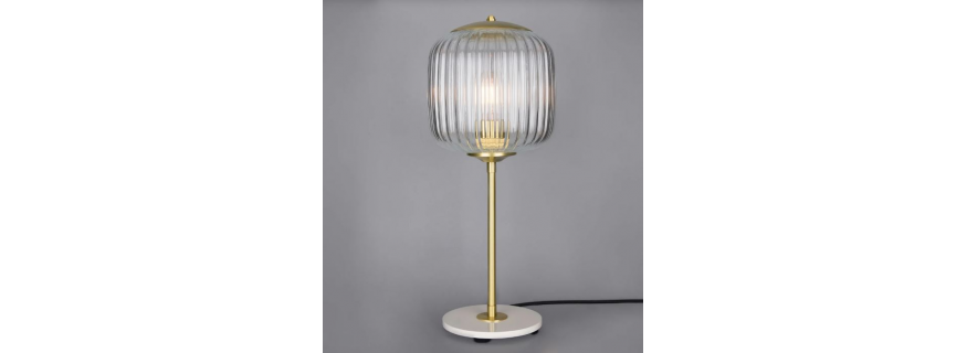Lampe de table en verre strié et laiton Design Astoria