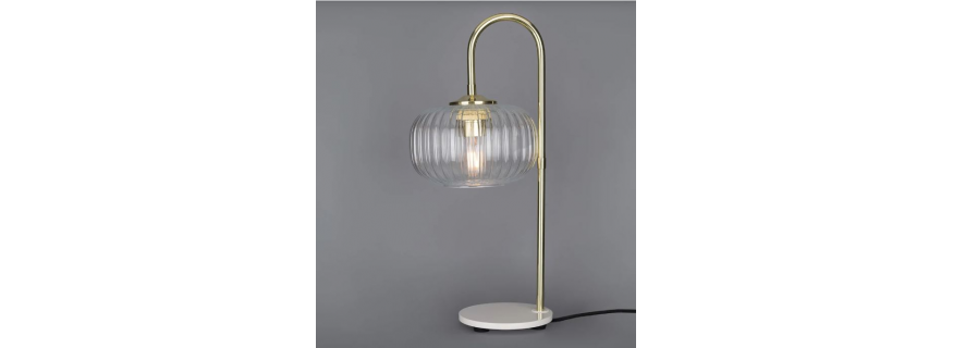 Lampe de table en verre strié et laiton Design Aurora