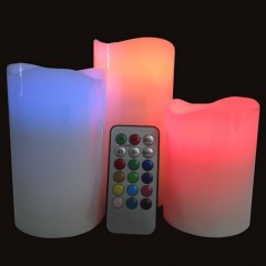 Pack de 3 bougies en Cire et à Led