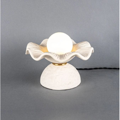 Lampe de table en céramique Design Rivale Blanc Mat Rayé