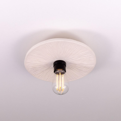 Plafonnier disque en céramique organique Bog Oak, Blanc Rayé