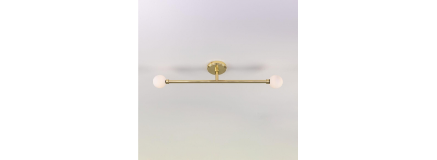 Plafonnier 2 globes d'extérieur ou salle de bain Design Silverton 77cm IP44