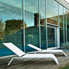 Bain de soleil transat en aluminium Design Lazy Lettino