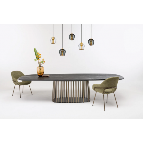 Suspension automatisable sur rail avec abat-jour en verre Design Ethics SGPL