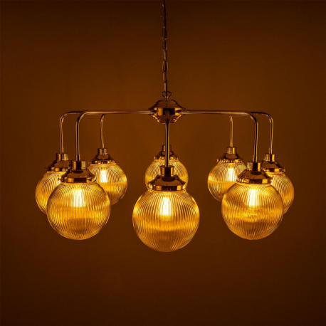 Lustre en verre prismatique Design Genoa huit lumières