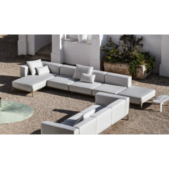 Lounge de jardin 3 places + allonge et transat en aluminium Design Push