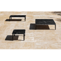 Table basse d'extérieur en aluminium et marbre Design Push