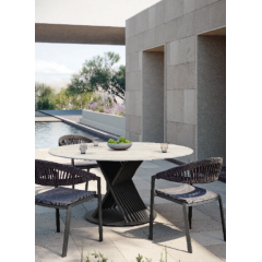 Table ronde 160 cm d'extérieur en aluminium et céramique Design Push